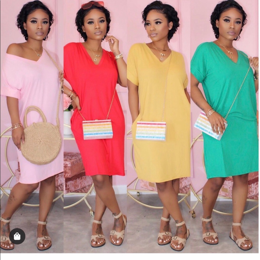 V neck tee shirt dress